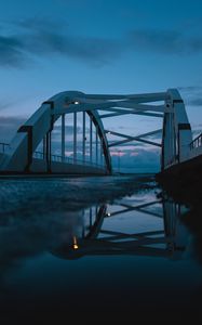 Preview wallpaper bridge, water, reflection, twilight, evening