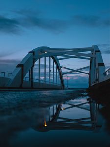 Preview wallpaper bridge, water, reflection, twilight, evening