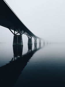 Preview wallpaper bridge, water, reflection, fog