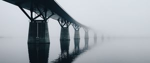 Preview wallpaper bridge, water, reflection, fog