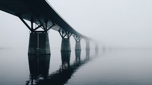 Preview wallpaper bridge, water, reflection, fog