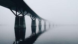 Preview wallpaper bridge, water, reflection, fog