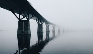 Preview wallpaper bridge, water, reflection, fog