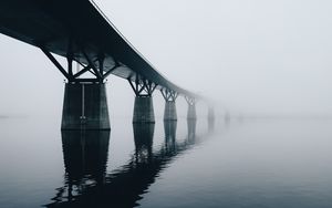 Preview wallpaper bridge, water, reflection, fog