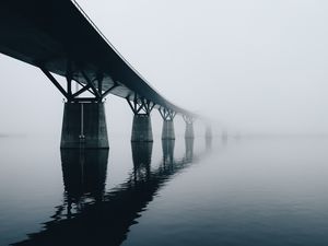 Preview wallpaper bridge, water, reflection, fog