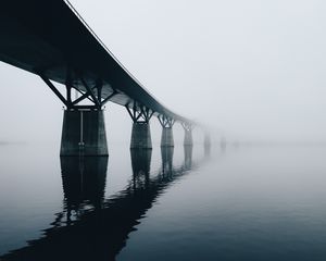 Preview wallpaper bridge, water, reflection, fog