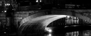 Preview wallpaper bridge, water, reflection, architecture, night, black and white, dark