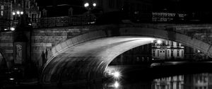 Preview wallpaper bridge, water, reflection, architecture, night, black and white, dark