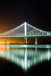 Preview wallpaper bridge, water, reflection, glow, night