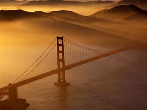 Preview wallpaper bridge, water, sea, beams, from above