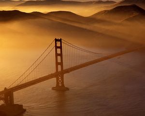 Preview wallpaper bridge, water, sea, beams, from above