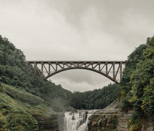 Preview wallpaper bridge, waterfall, bushes, water