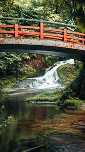 Preview wallpaper bridge, waterfall, river, nature
