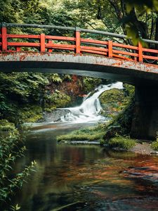 Preview wallpaper bridge, waterfall, river, nature