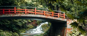 Preview wallpaper bridge, waterfall, river, nature