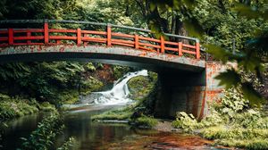 Preview wallpaper bridge, waterfall, river, nature