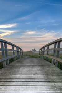 Preview wallpaper bridge, wooden, distance, horizon