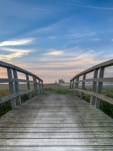 Preview wallpaper bridge, wooden, distance, horizon