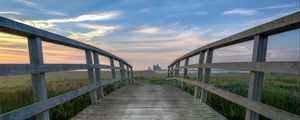 Preview wallpaper bridge, wooden, distance, horizon