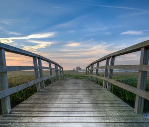 Preview wallpaper bridge, wooden, distance, horizon