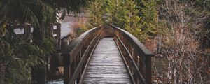 Preview wallpaper bridge, wooden, river, trees, nature