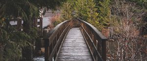 Preview wallpaper bridge, wooden, river, trees, nature