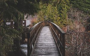 Preview wallpaper bridge, wooden, river, trees, nature