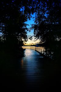 Preview wallpaper bridge, wooden, sunset, dark