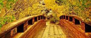 Preview wallpaper bridge, wooden, trees, autumn