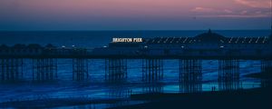 Preview wallpaper brighton, pier, beach, sunset, sea