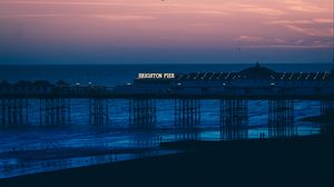 Preview wallpaper brighton, pier, beach, sunset, sea