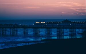 Preview wallpaper brighton, pier, beach, sunset, sea