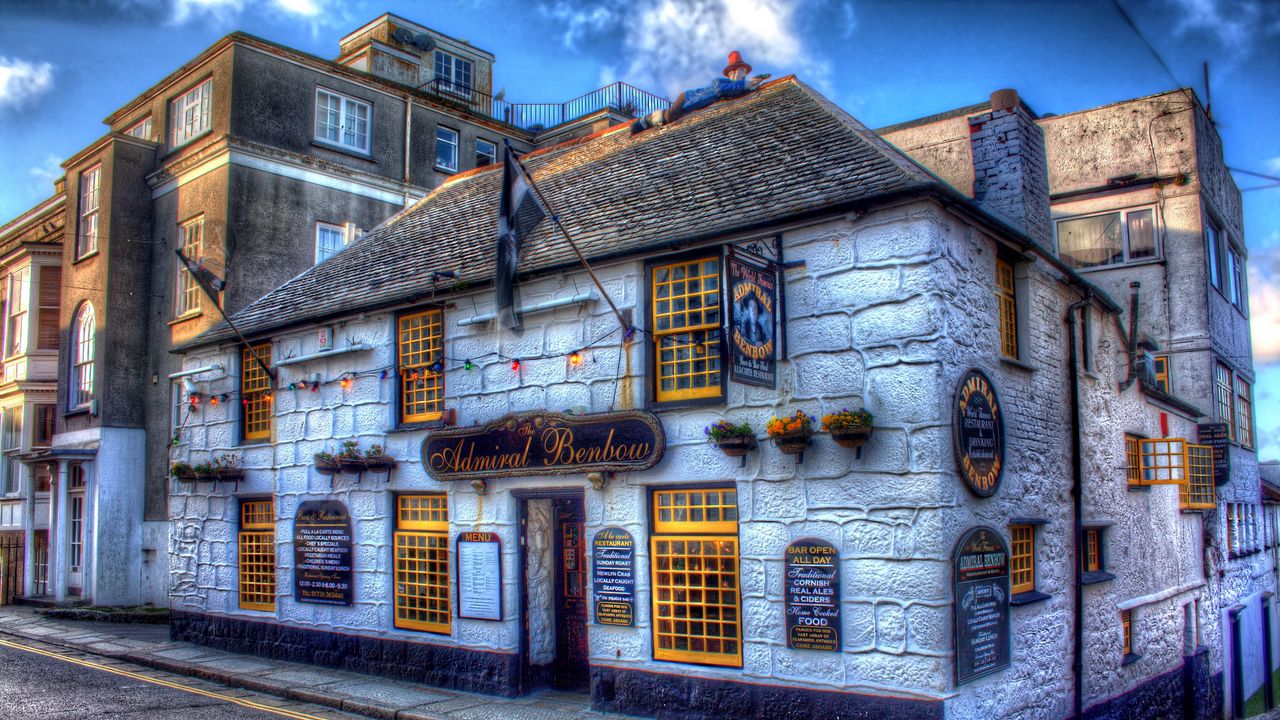 Wallpaper britain, tavern, admiral benbow, england, penzance, hdr