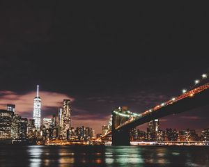 Preview wallpaper brooklyn, usa, night city, bridge