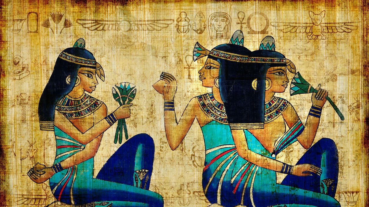 Wallpaper brunette, girl, ancient, egypt, drawing