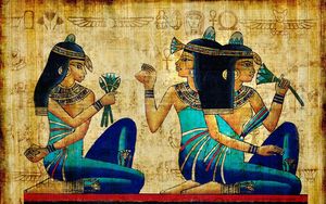 Preview wallpaper brunette, girl, ancient, egypt, drawing