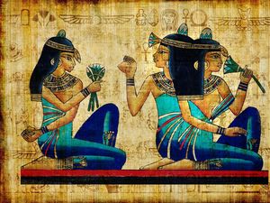 Preview wallpaper brunette, girl, ancient, egypt, drawing