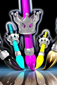 Preview wallpaper brushes, crowns, paint, multicolored