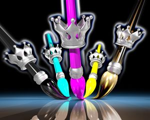 Preview wallpaper brushes, crowns, paint, multicolored