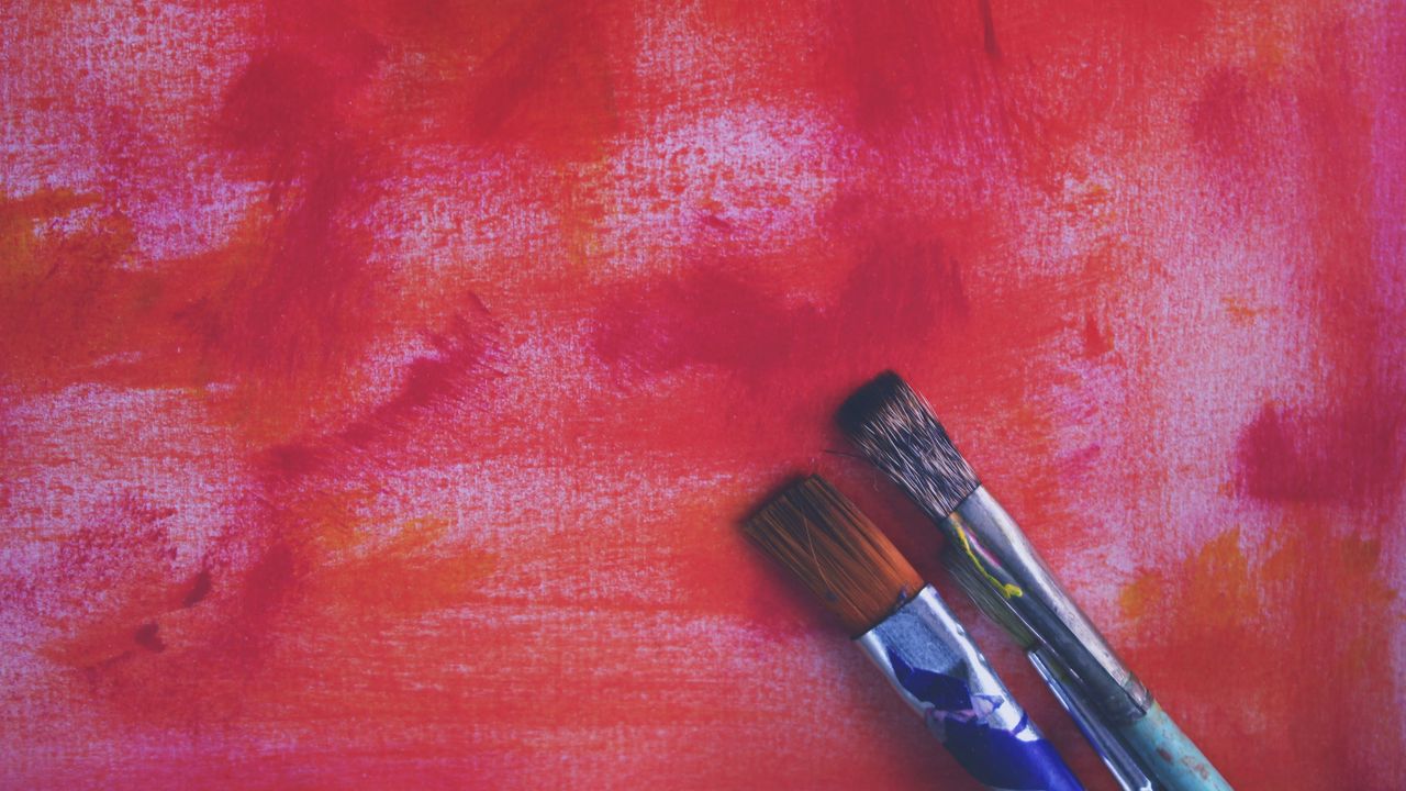Wallpaper brushes, paint, red, drawing, artistic