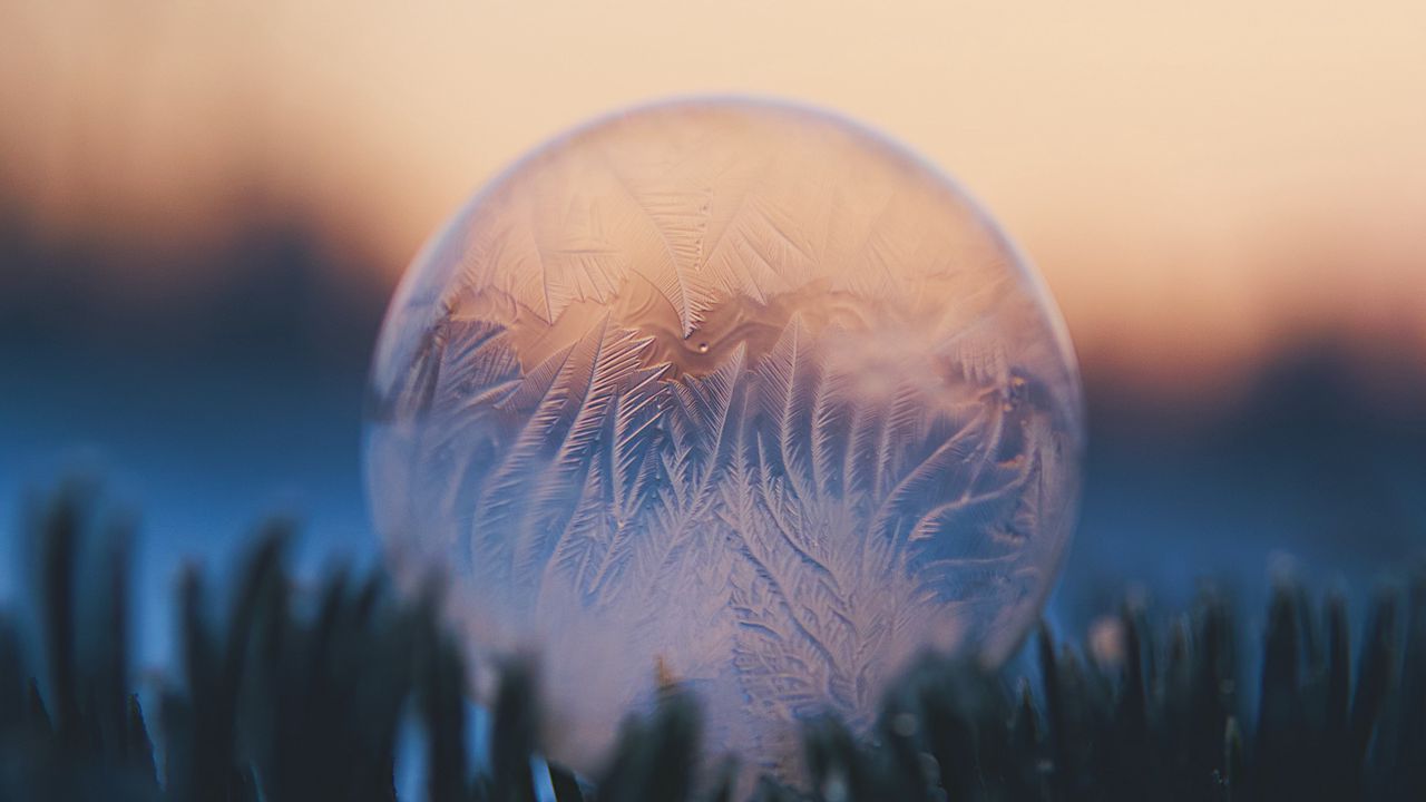 Wallpaper bubble, ball, ice, macro