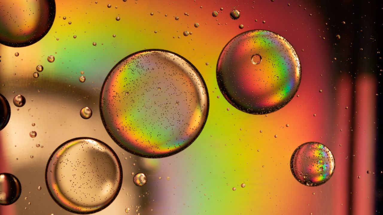 Wallpaper bubble, ball, rainbow, drops