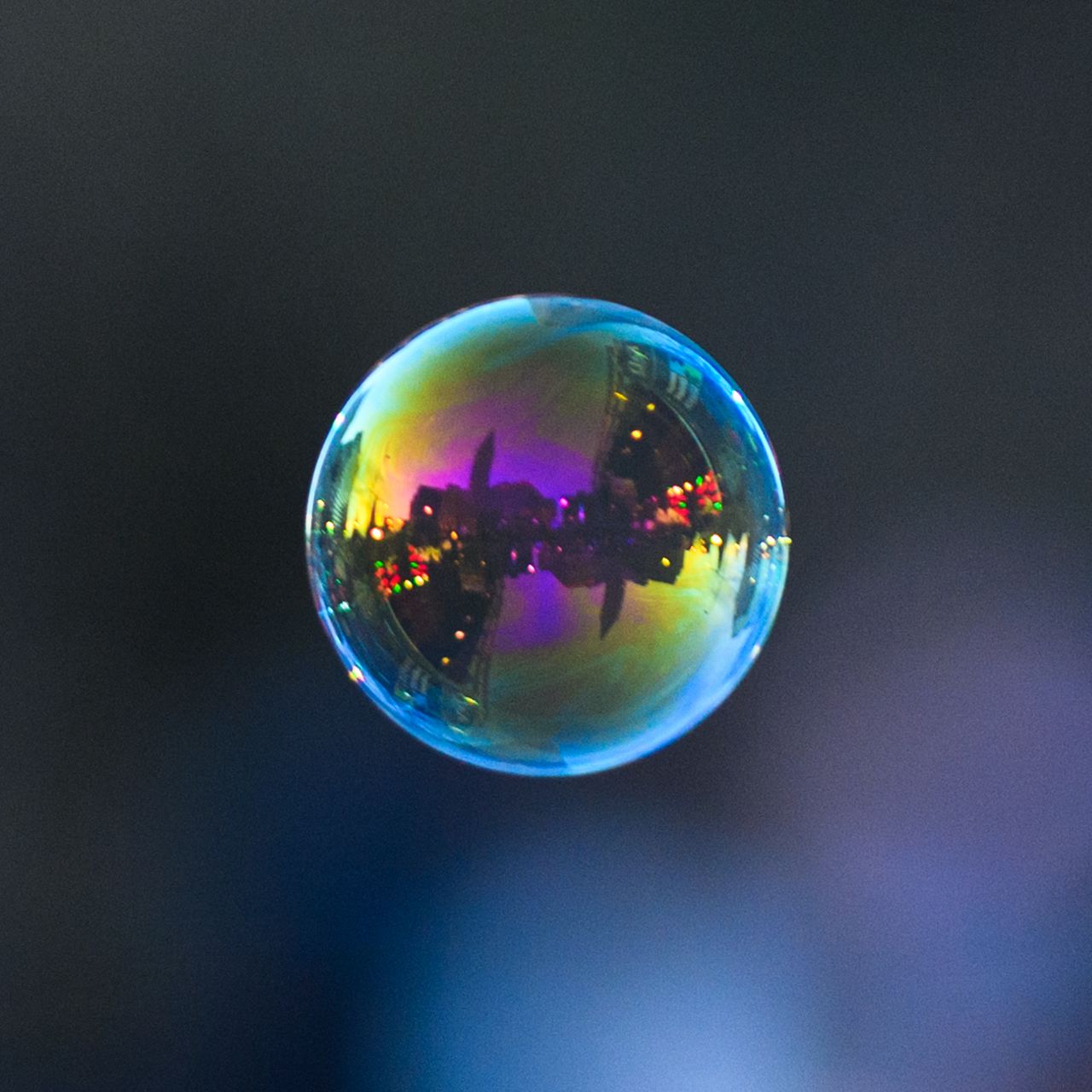 Download wallpaper 1280x1280 bubble, city, reflection, night, dark ipad ...