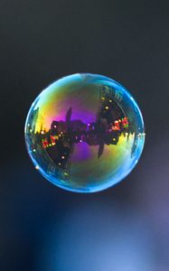 Preview wallpaper bubble, city, reflection, night, dark