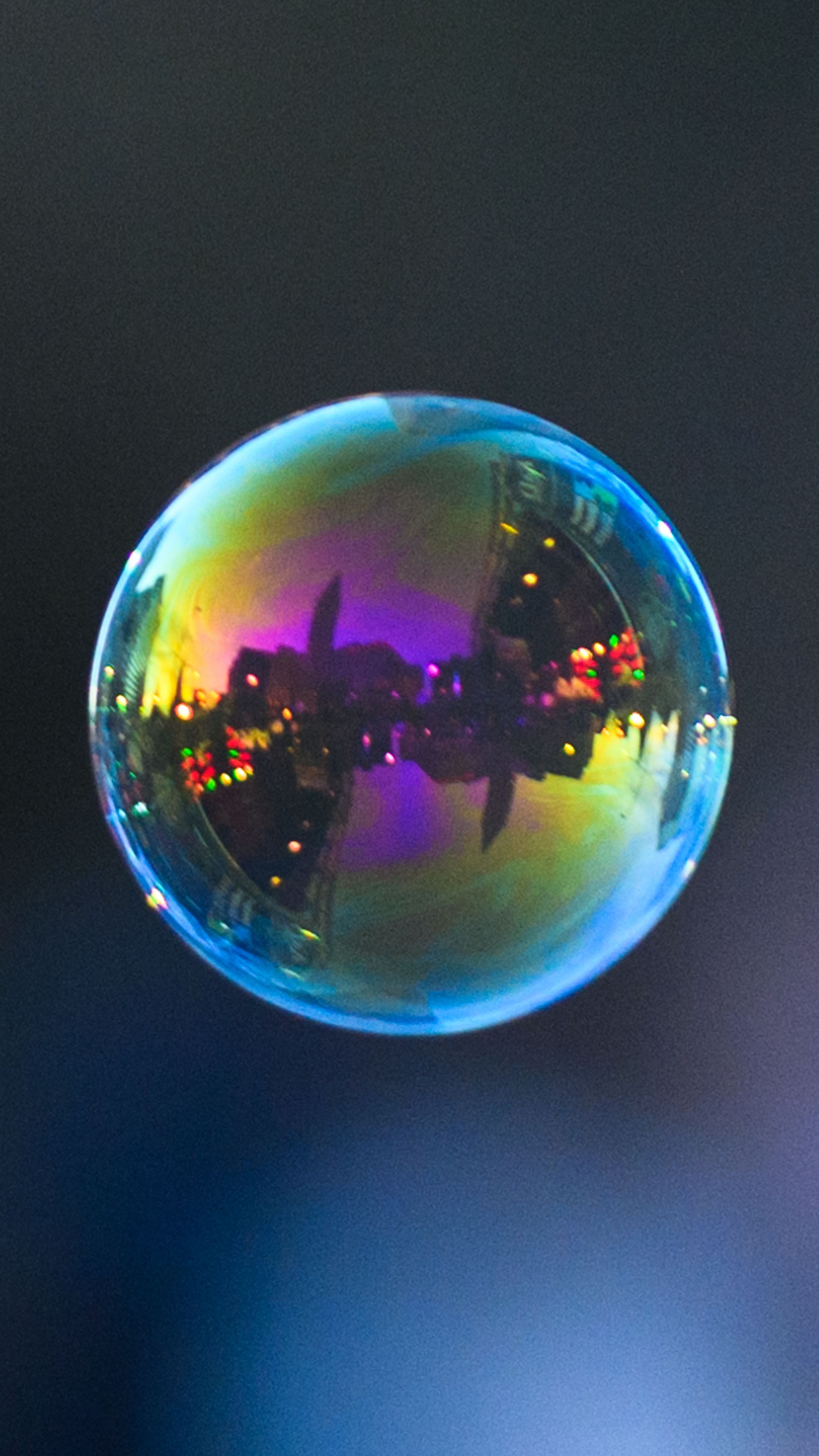 2160x3840 Wallpaper bubble, city, reflection, night, dark