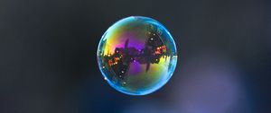 Preview wallpaper bubble, city, reflection, night, dark