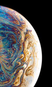 Preview wallpaper bubble, colorful, surface, macro, spots, dark background