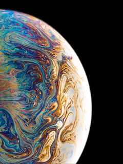 240x320 Wallpaper bubble, colorful, surface, macro, spots, dark background