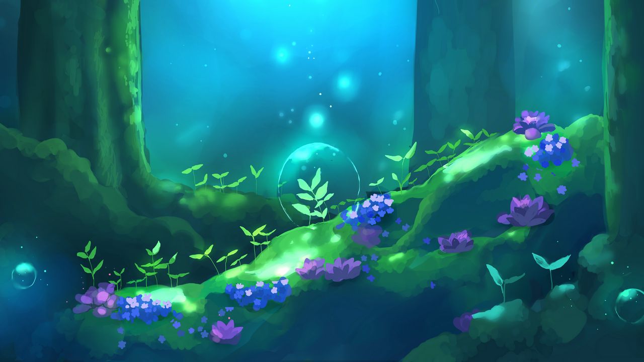 Wallpaper bubble, magic, flowers, forest
