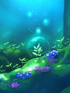 Preview wallpaper bubble, magic, flowers, forest